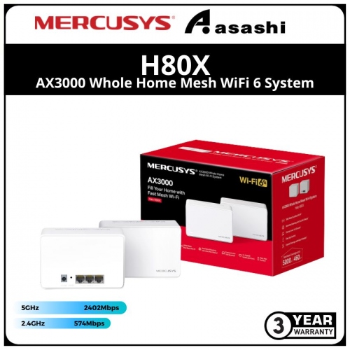 Mercusys Halo H80X(2 Packs) AX3000 Whole Home Mesh WiFi 6 System