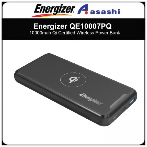 Energizer QE10007PQ 10000mah Qi Certified Wireless Power Bank - 3 Outputs Including 1 Smart USB-A, 1 USB-C and 1 Wireless Output (1 yrs Limited Hardware Warrranty)