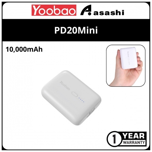 Yoobao PD20Mini-Grey Power Delivery 10000mA Power Bank (1 yrs Limited Hardware Warranty)