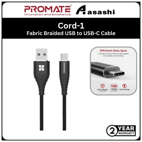 Promate Cord-1 Fabric Braided USB to USB-C Cable