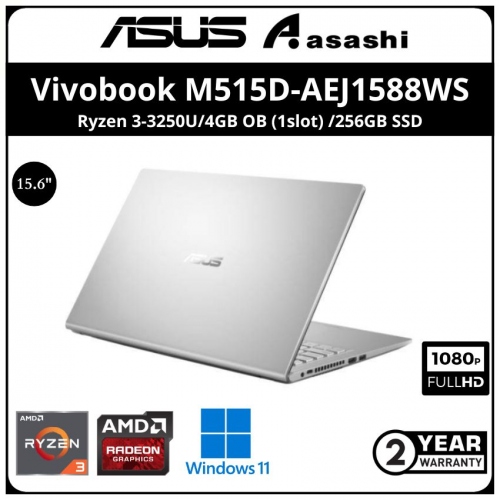 Asus Vivobook M515D-AEJ1588WS Notebook - (Ryzen 3-3250U/4GB OB (1slot) /256GB SSD/15.6