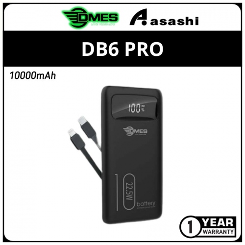 DMES DB6 PRO 22.5W 10000mAh Type-C In/output LED Display Power Bank - 1Y