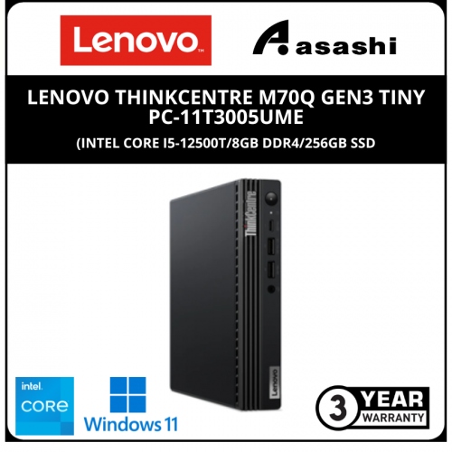 Lenovo ThinkCentre M70Q Gen3 Tiny PC-11T3005UME-(Intel Core i5-12500T/8GB DDR4/256GB SSD/Intel UHD Graphic/Keyboard & Mouse/WIFI AC+BT/Win11Pro DG Win10Pro/3Y NBD)