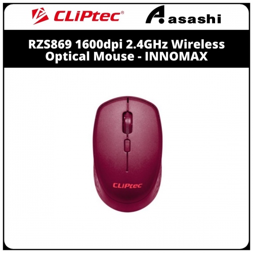 Cliptec RZS869 (Maroon) 1600dpi 2.4GHz Wireless Optical Mouse - INNOMAX