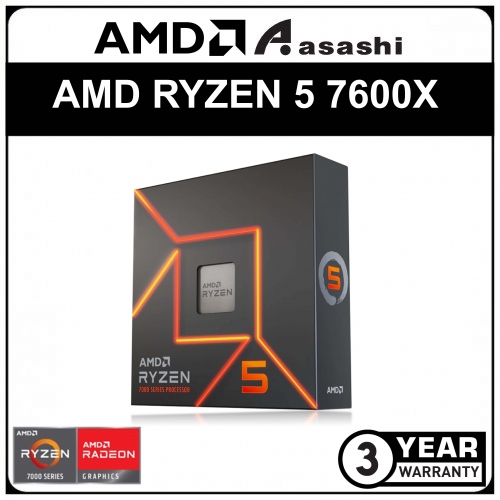 AMD RYZEN 5 7600X Processor (38M Cache, 6C12T, up to 5.3Ghz) AM5
