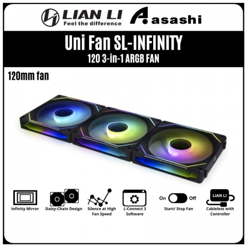 LIAN LI Uni Fan SL-INFINITY 120 3-in-1 ARGB FAN - Black