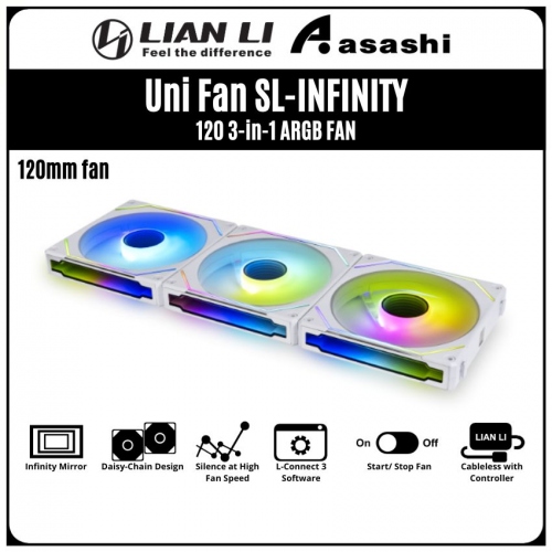 LIAN LI Uni Fan SL-INFINITY 120 3-in-1 ARGB FAN - White