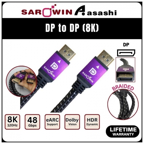 Sarowin 8K Display Port Cable (3.0M) 4K/165Hz (V1.4)