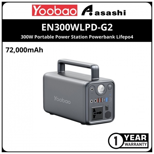 Yoobao EN300WLPD-G2 72,000mAH 300W Portable Power Station Powerbank Lifepo4 With Pure Sine Wave 220v Inverter And LED Light (1 yrs Limited Hardware Warranty)