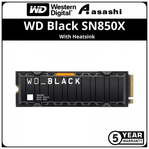 WD Black SN850X with Heatsink 1TB M.2 2280 PCIE Gen4 X4 NVMe SSD - WDS100T2XHE (Up to 7300MB/s Read Speed & 6300MB/s Write Speed)