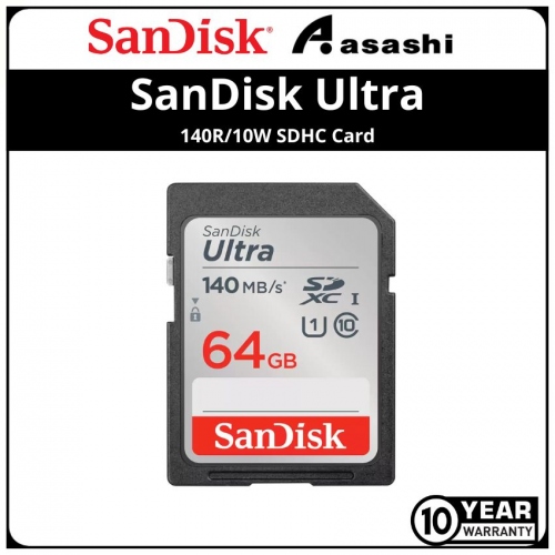 Sandisk (SDSDUNB-064G-GN6IN) Ultra 64GB UHS-I Class10 SDXC Card (Up to 140MB/s Read Speed)