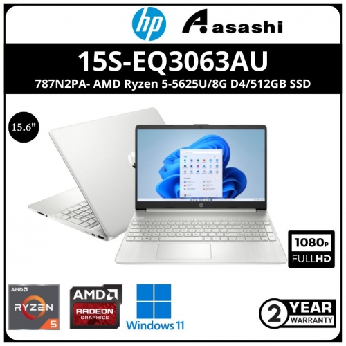 HP 15s-eq3063AU Notebook-787N2PA- (AMD Ryzen 5-5625U/8G D4/512GB SSD/15.6