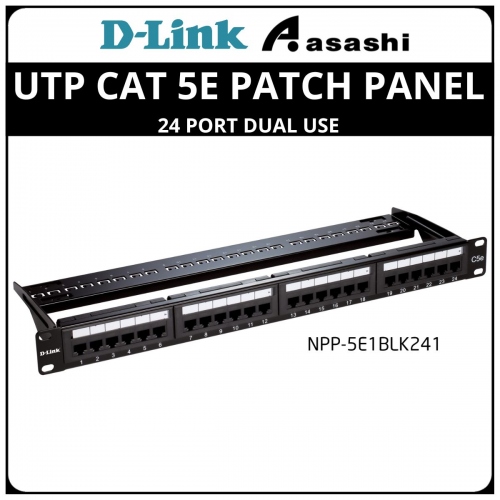 D-LINK UTP CAT 5E PATCH PANEL 24 PORT DUAL USE 1DC WITH BACK BAR