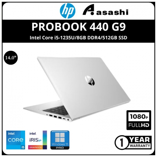 HP Probook 440 G9 Commercial Notebook-6Q174PA-(Intel Core i5-1235U/8GB DDR4/512GB SSD/14
