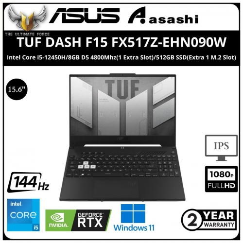 Asus TUF DASH F15 FX517Z-EHN090W Gaming Notebook - (Intel Core i5-12450H/8GB D5 4800Mhz(1 Extra Slot)/512GB SSD(Extra 1 M.2 Slot)/15.6