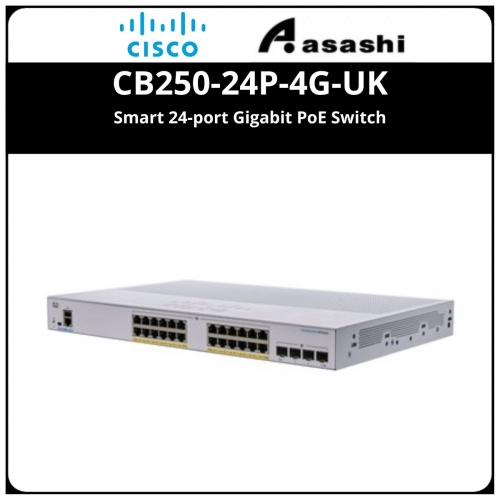 Cisco CB250-24P-4G-UK Smart 24-port Gigabit PoE Switch (195W, 4X1G SFP)