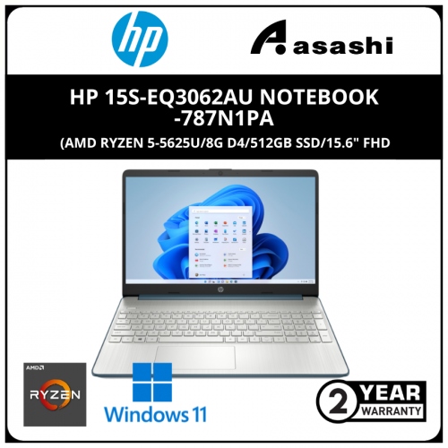 HP 15s-eq3062AU Notebook-787N1PA- (AMD Ryzen 5-5625U/8G D4/512GB SSD/15.6
