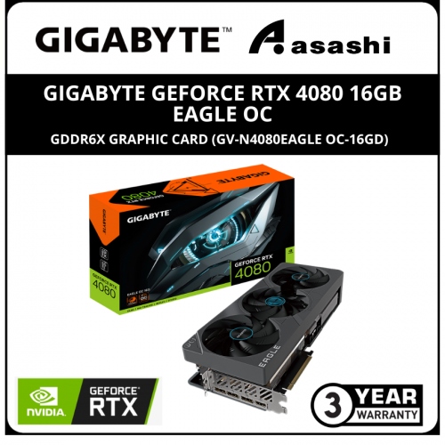 GIGABYTE GeForce RTX 4080 16GB EAGLE OC GDDR6X Graphic Card (GV-N4080EAGLE OC-16GD)