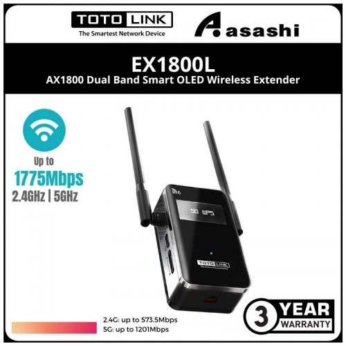 Totolink EX1800L AX1800 Dual Band Smart OLED Wireless Extender