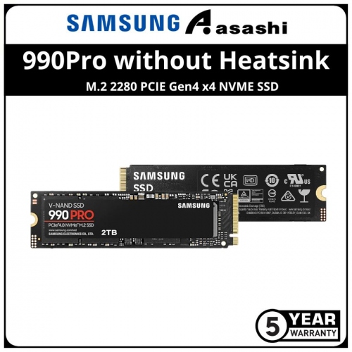 Samsung 990Pro 2TB M.2 2280 PCIE Gen4 x4 NVME SSD - MZ-V9P2T0BW (Up to 7450MB/s Read Speed & 6900MB/s Write Speed)
