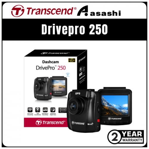Transcend DrivePro 250 Full HD 140 Degree Angle WDR Dashcam with 2.4