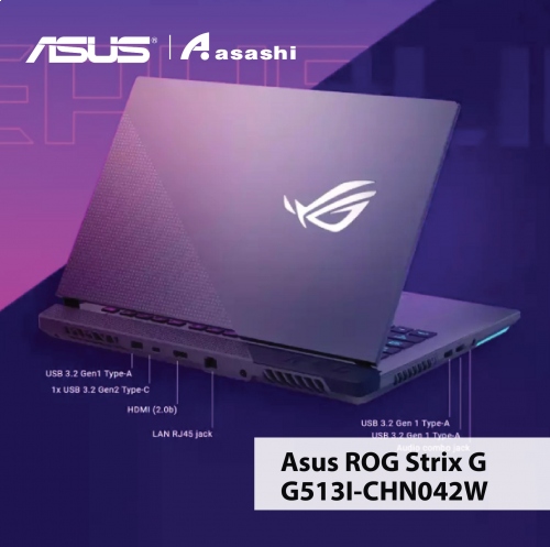 Asus ROG Strix G G513I-CHN042W Gaming Notebook - (AMD Ryzen 7-4800H/8GB D4(1 Slot Extra)/512GB SSD(Extra 1 M.2 Slot)/15.6