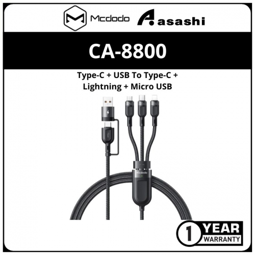Mcdodo CA-8800 100W Type-C + USB To Type-C + Lightning + Micro USB 2 In 3 Data Cable 1.2M