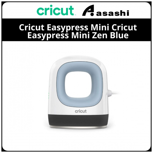 Cricut Easypress Mini Zen Blue - Lightweight, portable, easy to store, Compact size ideal for unusually small or unique heat transfer project, 3 heat settings for every iron-on and Infusible Ink, Customize unusual projects like shoes & Ceramic-coated heat plate for dry, even, edge-to-edge heat