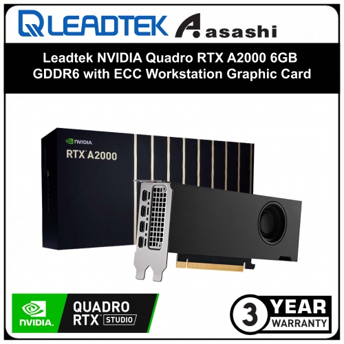 Leadtek NVIDIA Quadro RTX A2000 6GB GDDR6 with ECC Workstation Graphic Card