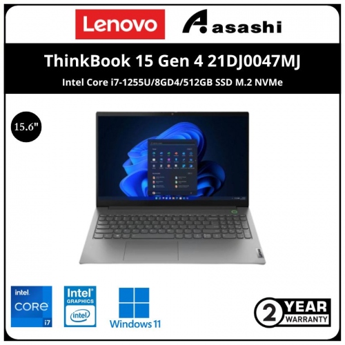 Lenovo ThinkBook 15 Gen 4 Commercial Notebook-21DJ0047MJ-(Intel Core i7-1255U/8GD4/512GB SSD M.2 NVMe/Intel UHD Graphic/15.6