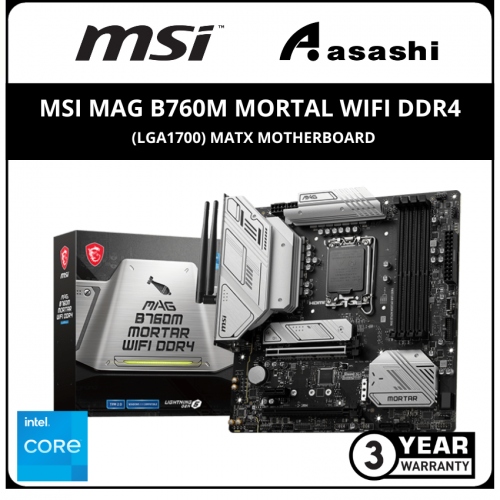MSI MAG B760M MORTAL WIFI DDR4 (LGA1700) MATX Motherboard