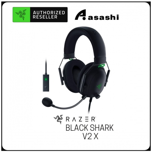 Razer BlackShark V2 X USB (Triforce Titanium Drivers, HyperClear Mic, 7.1 Surround, Hybrid Mem-foam Ear Cushions)