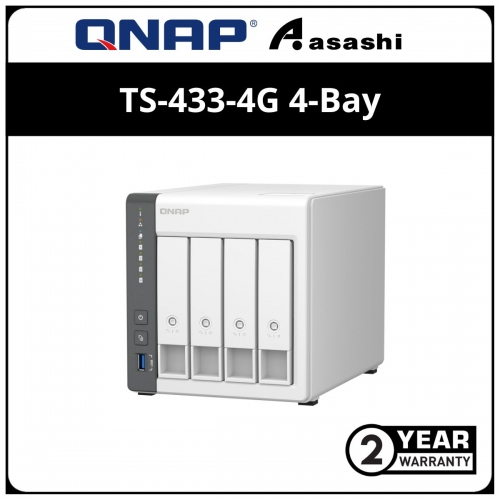 Qnap TS-433-4G 4-Bay NAS System (ARM 4-core Cortex-A55 2.0GHz processor,4GB RAM, 3.5