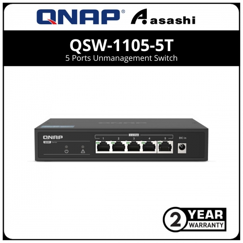 Qnap QSW-1105-5T 5 Ports Unmanagement Switch, 5 Slot 2.5Gbps with RJ45