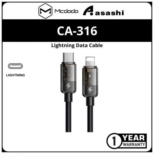 Mcdodo CA-3160 Auto Power Off Type-C to Lightning Transparent Data Cable 1.2M