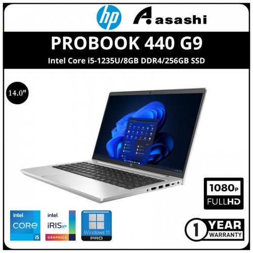 HP Probook 440 G9 Commercial Notebook-1E7D6AA-(Intel Core i5-1235U/8GB DDR4/256GBSSD/14
