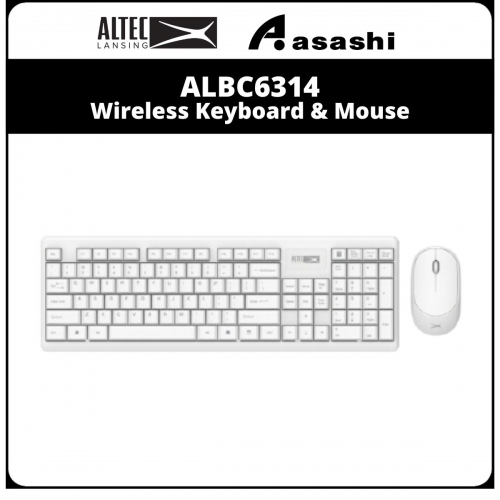 Altec Lansing ALBC6314 Wireless Keyboard & Mouse Combo - White