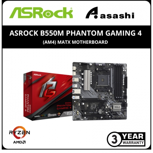 ASRock B550M Phantom Gaming 4 (AM4) mATX Motherboard