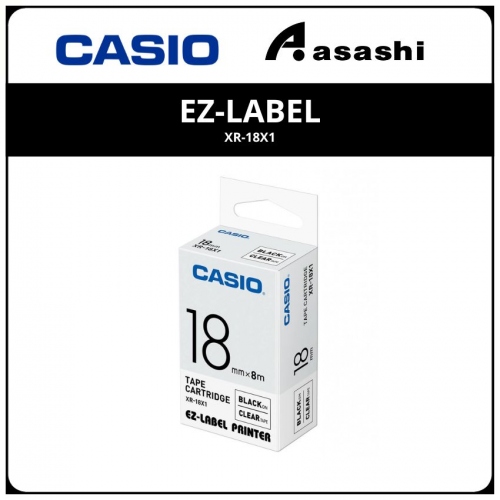 CASIO EZ-Label Tape (18mm) Black on Clear (XR-18X1)