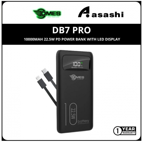 DMES DB7 PRO 10000mAh 22.5W PD Power Bank with LED Display - 1Y