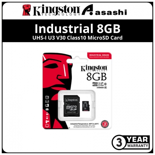 Kingston Industrial 8GB UHS-I U3 V30 Class10 MicroSD Card - SDCIT2/8GB