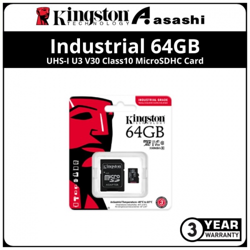 Kingston Industrial 64GB UHS-I U3 V30 Class10 MicroSDHC Card - SDCIT2/64GB