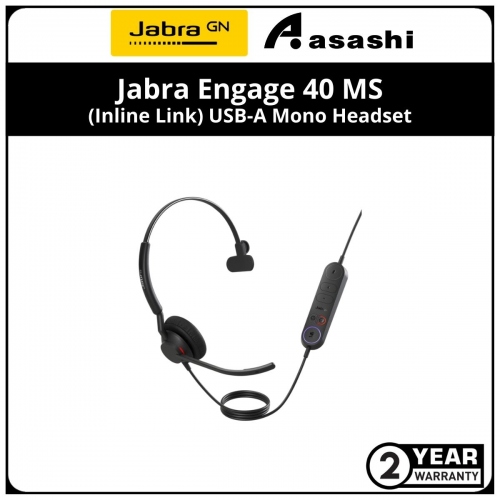 Jabra Engage 40 MS - (Inline Link) USB-A Mono Headset