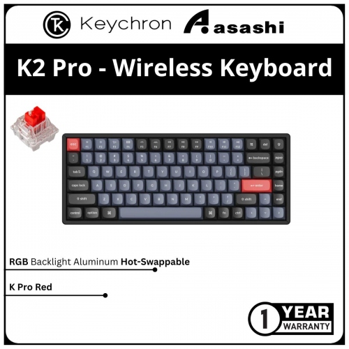 Keychron K2 Pro Hot-Swap RGB Aluminum Wireless Mechanical Keyboard - Keychron K Pro Red