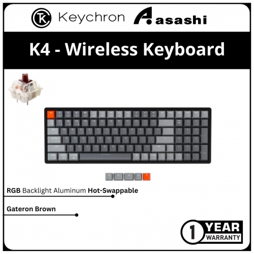 Keychron K4 Wireless RGB Aluminum Hot-Swap Mechanical Keyboard - Gateron Brown
