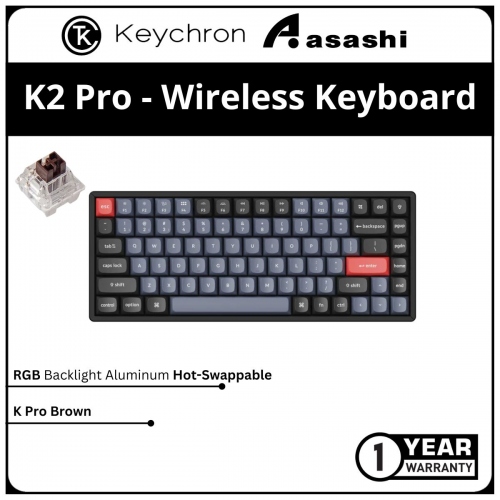 DEMO-Keychron K2 Pro Hot-Swap RGB Aluminum Wireless Mechanical Keyboard - Keychron K Pro Brown