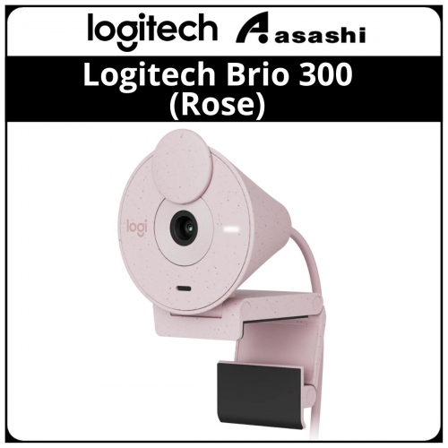 Logitech Brio 300 (Rose) Full HD Webcam with Privacy Shutter, Noise Reduction Microphone, USB-C, ceritified for Zoom