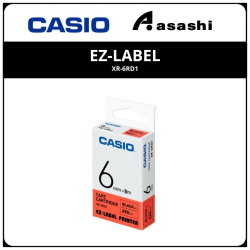 Casio EZ-Label Tape(6mm) Black on Red (XR-6RD1)