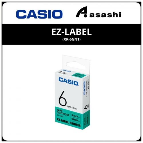 Casio EZ-Label Tape(6mm) Black on Green (XR-6GN1)
