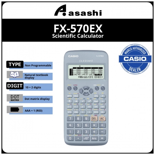 Casio fx-570EX Scientific Calculator - Blue - (12months + 6months e-warrany) MUST KEEP BOX FOR WARRANTY